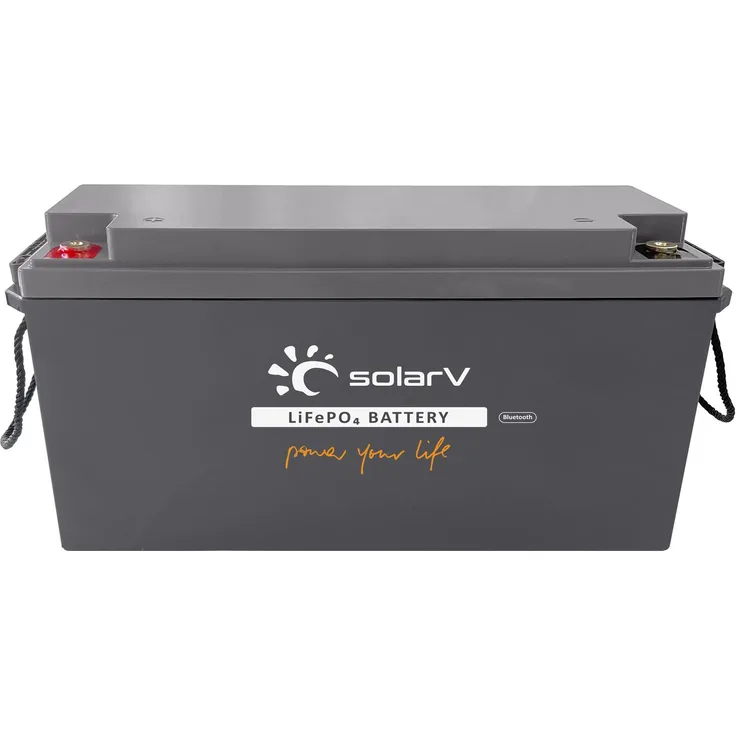 EnjoySolar SolarV® Lithium Batterie LiFePO4 12,8V 200Ah, integriertes BMS & Bluetooth, 0% MwSt.