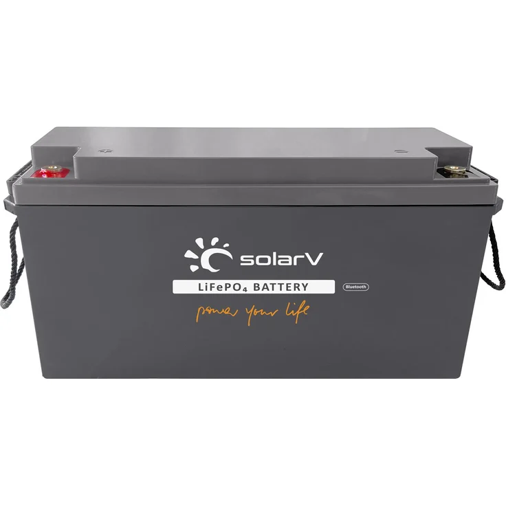 EnjoySolar SolarV® Lithium Batterie LiFePO4 12,8V 200Ah, integriertes BMS & Bluetooth, 0% MwSt.