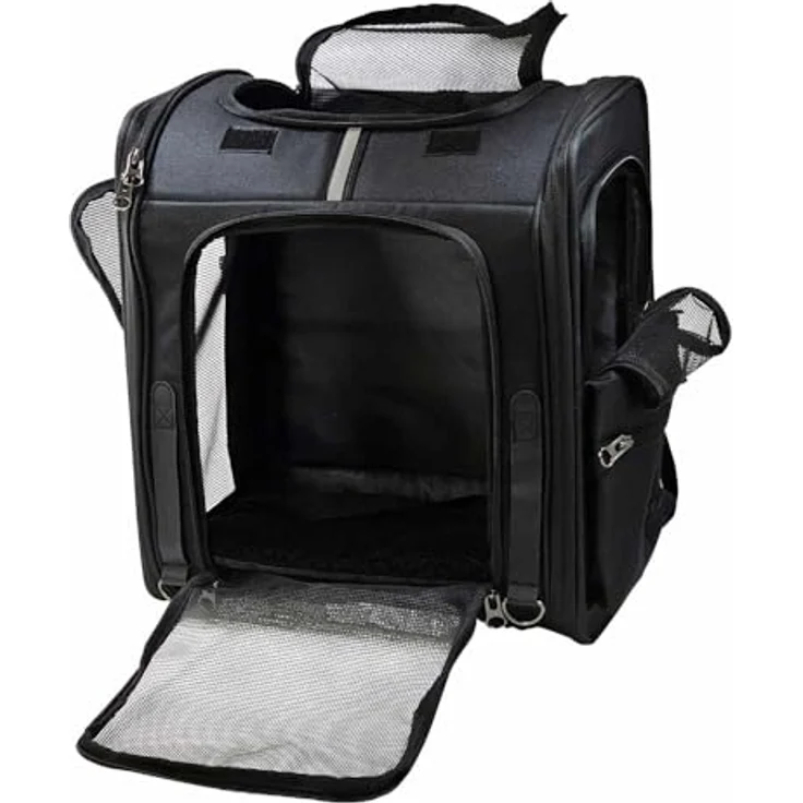 Nobby Rucksack TAHO schwarz 34 x 23 x 38 cm, strapazierfähige Mikrofaser, abwaschbar, für Tiere bis ca. 8 kg – Bild 2