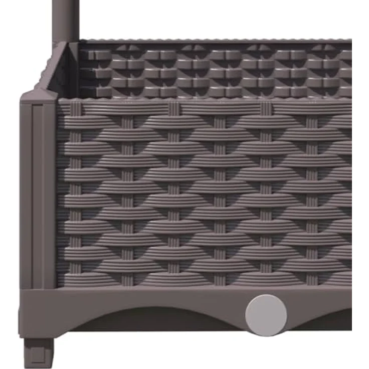 vidaXL Pflanzkübel mit Rankgitter, braun, 120x120x121,5 cm aus witterungsbeständigem PP – Bild 4