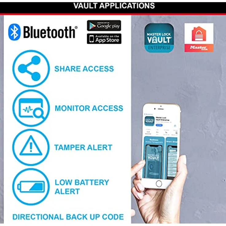 Master Lock 4401EURLHEC Bluetooth Vorhängeschloss für Unternehmen oder Privater, Wetterfest, Länger Bügel – Bild 4
