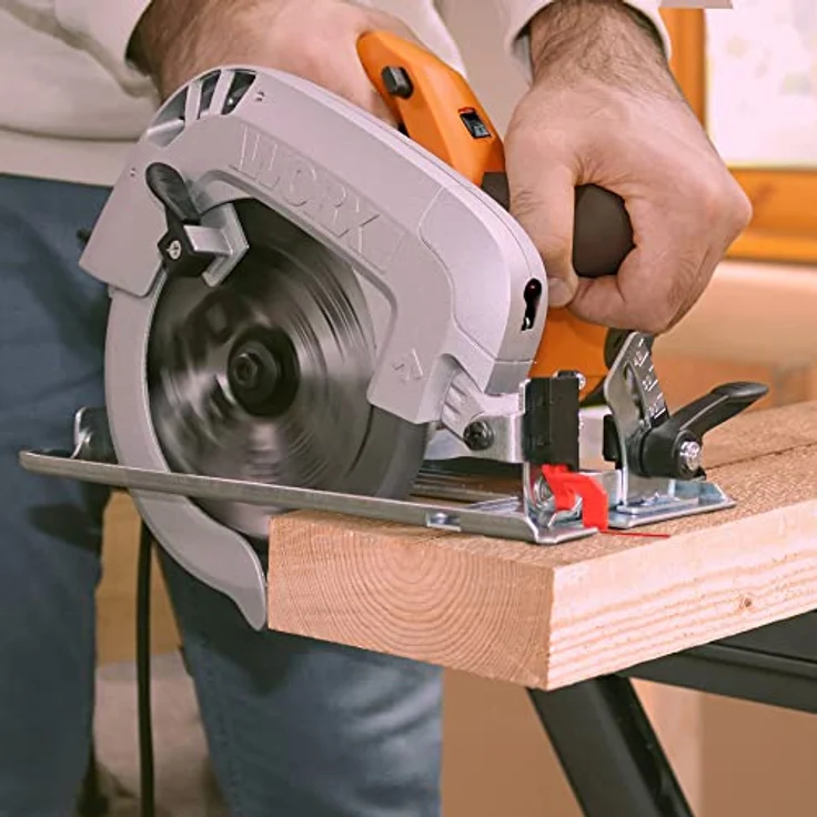 WORX WX445 Handkreissäge 1600W - mit präziser Schneidleistung, Laserführungssystem, einstellbarem Schnittwinkel & Parallelanschlag ? 190mm Sägeblatt mit 24 Zähnen – Bild 3
