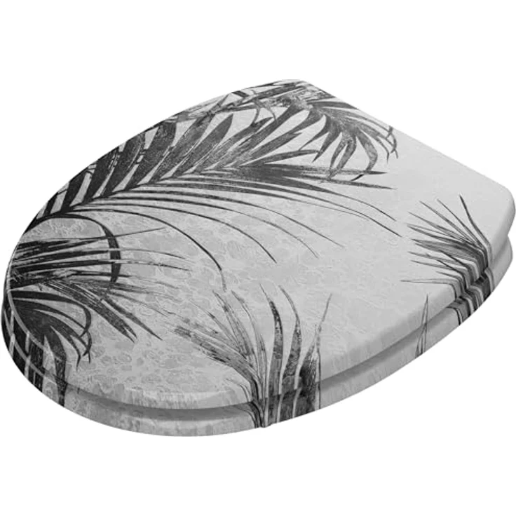 Sanilo WC Sitz Palmera, mit Absenkautomatik, schwarzes Design, stabiles Holz, antibakterielle Beschichtung, 46-48 cm verstellbar – Bild 4