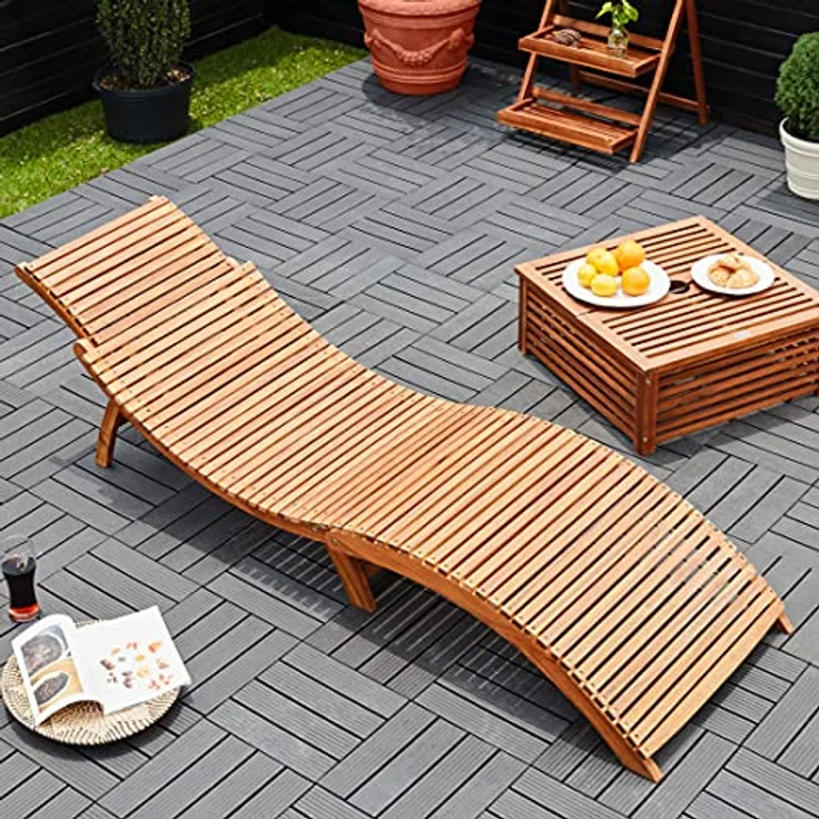 WPC Fliesen 1m²-4m² Terrassenfliesen Set Holzfliesen 30x30cm Balkon Pool Garten 11x Klassik terrakotta – Bild 2
