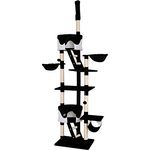 lionto Kratzbaum XXL Kletterbaum Katzenkratzbaum Katzenbaum höhenverstellbar 230-250 cm, schwarz/weiß