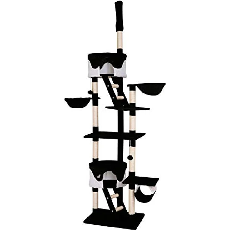 lionto Kratzbaum XXL Kletterbaum Katzenkratzbaum Katzenbaum höhenverstellbar 230-250 cm, schwarz/weiß – Bild 1