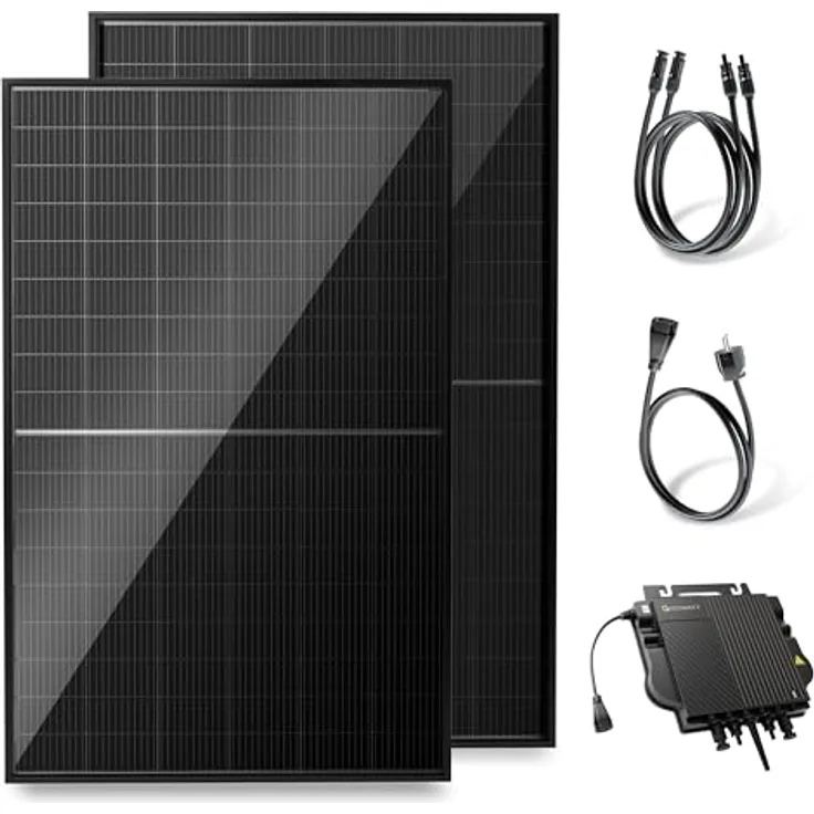 Solakon® 1000W Balkonkraftwerk, komplettes Solaranlage Komplettset mit 800W Wechselrichter und 500W bifazialen Solarmodulen, inkl. 3m Kabel und WLAN-Funktion