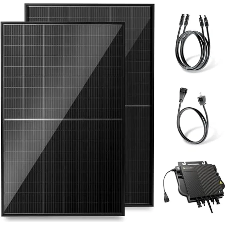 Solakon® 1000W Balkonkraftwerk, komplettes Solaranlage Komplettset mit 800W Wechselrichter und 500W bifazialen Solarmodulen, inkl. 3m Kabel und WLAN-Funktion – Bild 1