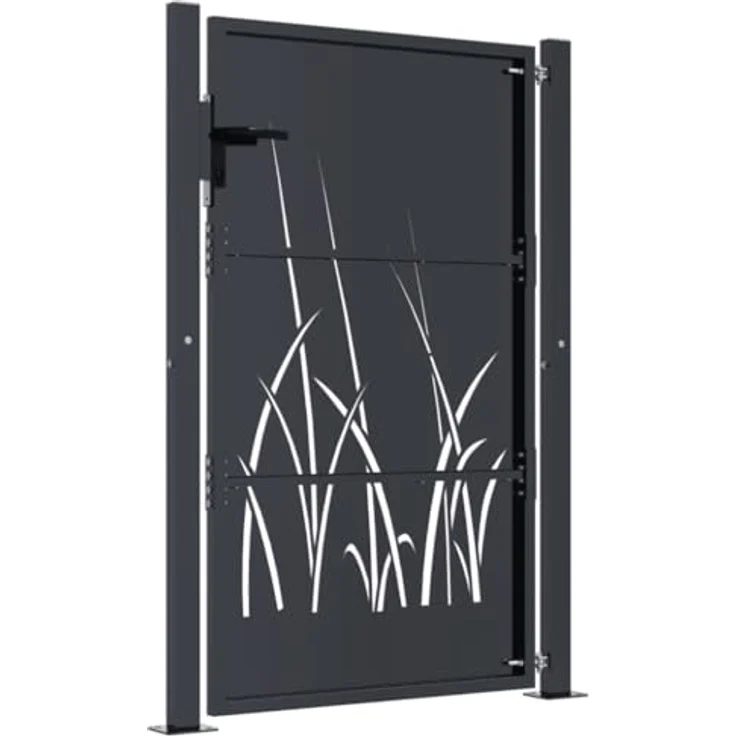 vidaXL Gartentor Anthrazit 105x155 cm Stahl Gras-Design Abschließbar 3 Schlüssel – Bild 4