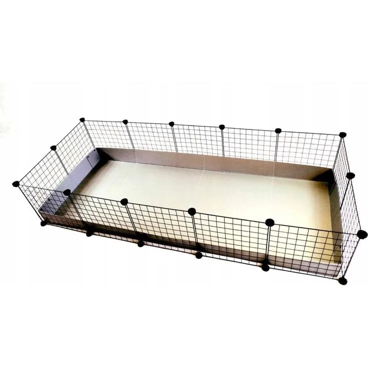 C&C Modularer Käfig für Nager (Meerschweinchen, Kaninchen) 180 x 75 x 37 cm, silber, erweiterbar mit Zubehör