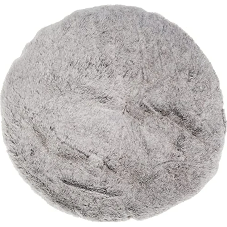 Beliani Runde flauschige Tierbett aus Baumwolle für Hunde Katzen, Beige, Ø 44 cm, mit dekorativen Pompons – Bild 5