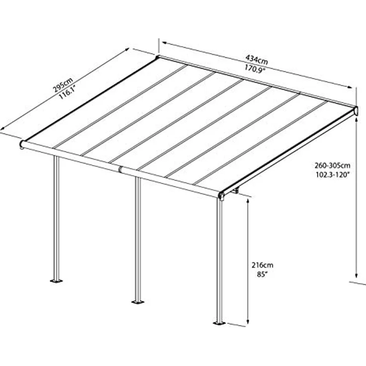 Palram - Canopia Aluminium Terrassenüberdachung Sierra | Weiß | 299x555x305 cm – Bild 3