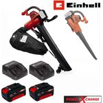 Einhell Akku-Laubbläser Laubsauger / Bläser GE-CL 36/230 Li E- 18V 2 x 4.0 Ah 2 x Ladegerät, Mitglied der Power X-Change Familie, 2x18V Batterie, inkl. breitem Saugrohr und schmalem Blasrohr, Turboschalter, ergonomischer Handgriff, 45l Fangsack, Luftgeschwindigkeit 230 Km/h, grün