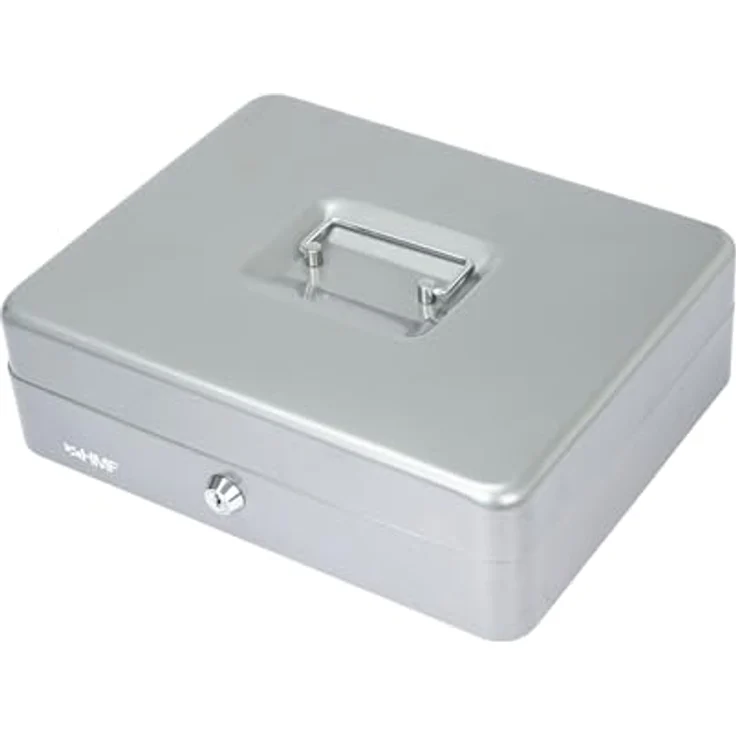 HMF 15130-09 Geldkassette Marktkassette 30 x 24 x 9 cm, silber, mit herausnehmbarem Münzeinsatz und Sicherheitszylinderschloss – Bild 5