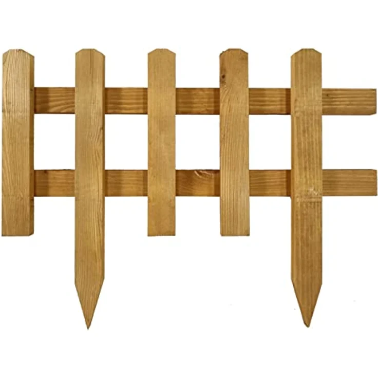 BooGardi Steckzaun Holz Hellbraun 20 x 93,5 cm · 4er Set · Beetumrandung für Blumenbeet/Gemüsebeet · Vor-Gartenzaun · Rasenkante – Bild 2