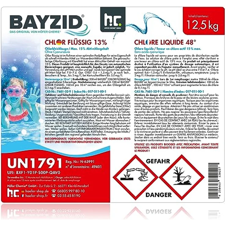 1 x 12,5 kg BAYZID Chlor 13% flüssig für Pools – Bild 9