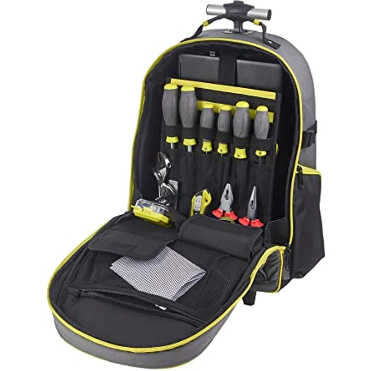 Ryobi Werkzeug-Rucksack, mit teleskopierbarem Griff und Rollen, 52 cm, Stabil... - RYOBI – Bild 4