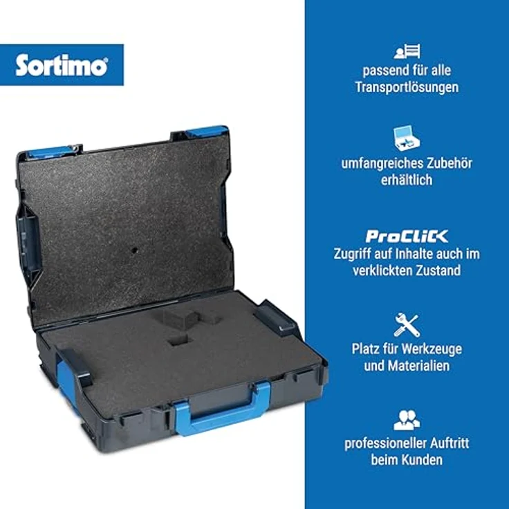 Sortimo L-Boxx Kleinteilekoffer, Werkzeug- und Servicekoffer mit Rasterschaumstoff, ergonomischem Tragegriff und hoher Stabilität – Bild 2