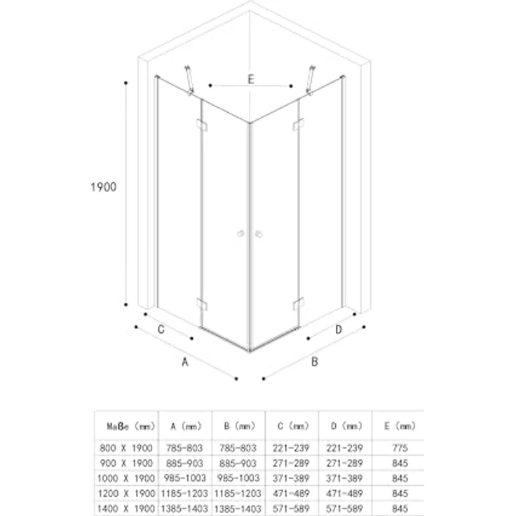 doporro Eckdusche Duschkabine ESG Glas mit NANO Duschabtrennung Ravenna05 NEU, BxT: 90x70 cm, Design Duschabtrennung, 6mm ESG-Sicherheitsglas, magnetische Dichtungen – Bild 7