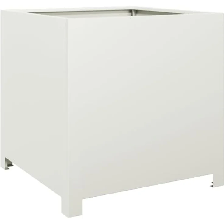 vidaXL Pflanzkübel Weiß 50x50x50 cm Stahl - Großer Blumenkübel für Garten, Balkon und Terrasse – Bild 1