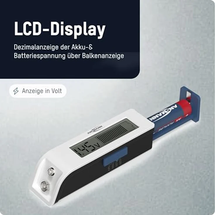 ANSMANN Batterietester Comfort Check 1900-0110, Spannungsprüfer mit großem LC-Display und 22-Segment Balkenanzeige, schwarz – Bild 3