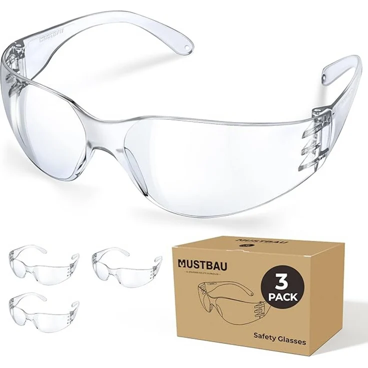 Mustbau Arbeitsschutzbrille SG-71006, Schutzbrille Sicherheitsbrille Laborbrille Anti-Beschlag UV380, Transparent – Bild 1