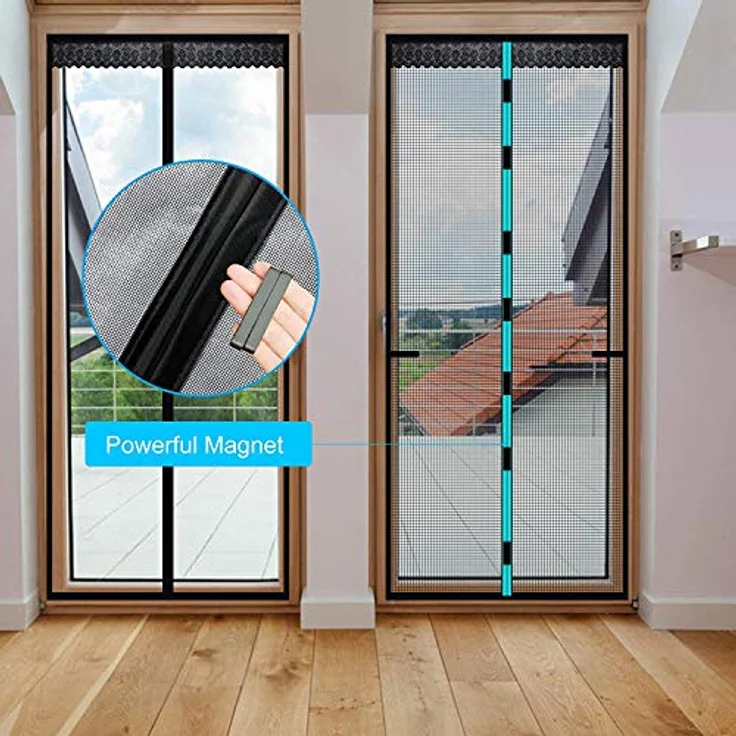 EXTSUD Fiberglas Magnet Fliegengitter Tür, 110x220cm Magnetvorhang Insektenschutz Balkontür,2021 neue Langlebiger,Kratzfest,Stärkere Magneten Fliegenvorhang für Balkontür, Kellertür und Terrassentür – Bild 4