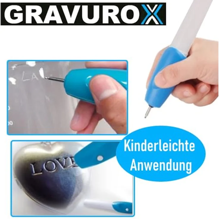 MAVURA GRAVUROX elektrischer Gravierstift, tragbarer Gravurstift für Metall, Kunststoff, Glas, Holz und Leder, kabellos, 17,5 cm – Bild 4