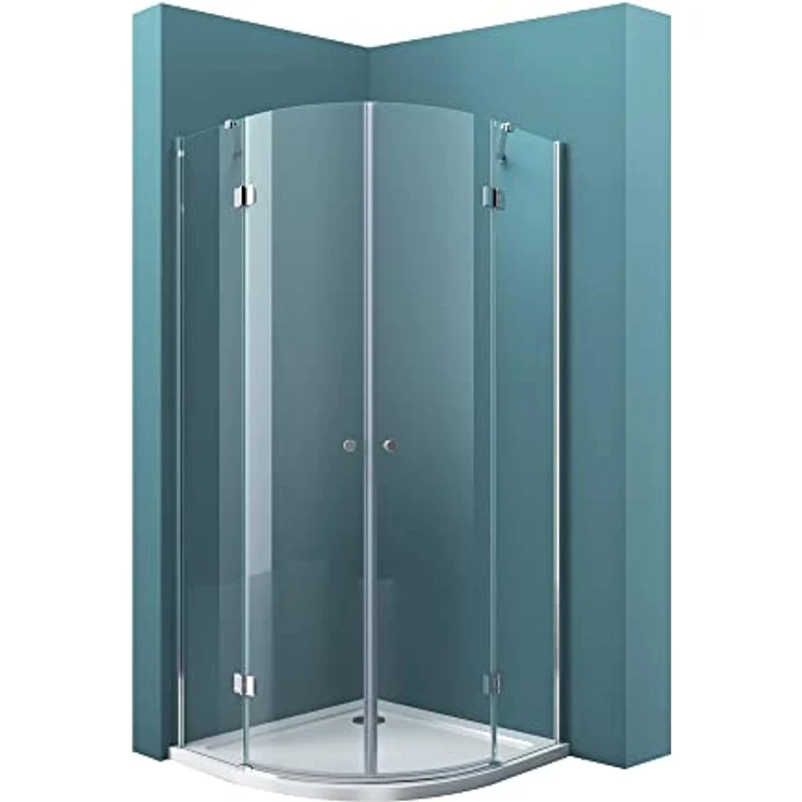 Mai & Mai R02k Runddusche Duschkabine Viertelkreis mit Doppeldrehtür, 6 mm ESG-Klarglas, NANO-Beschichtung, ebenerdig montierbar, BxT: 80x80 cm – Bild 1