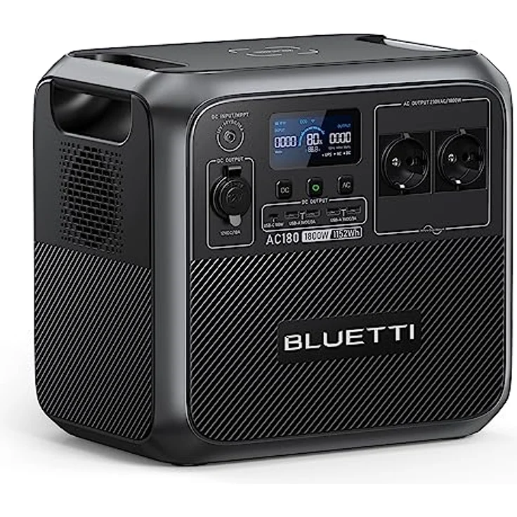 BLUETTI Tragbare Powerstation AC180, 1152Wh LiFePO4 Solargenerator mit 2 1800W (2700W Spitze) AC Ausgänge, Schnellladung von 0-80% in 45 Minuten, Balkonkraft Notstrom für Camping, Reise, Stromausfall – Bild 1
