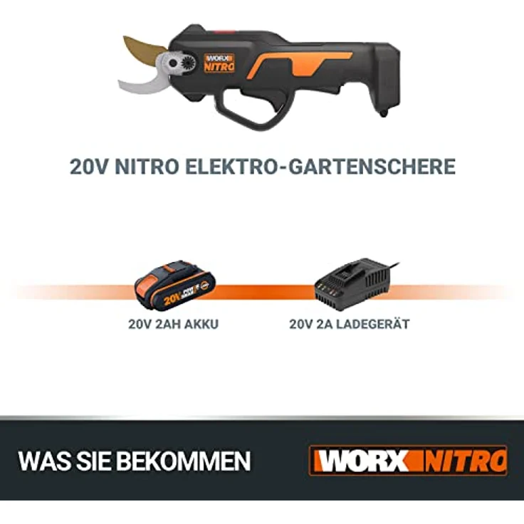Worx NITRO WG330E Akku Astschere 20V - Müheloses Schneiden dank elektrischen Antrieb, Bürstenloser Motor, inkl. 2Ah Akku und Ladegerät – Bild 5