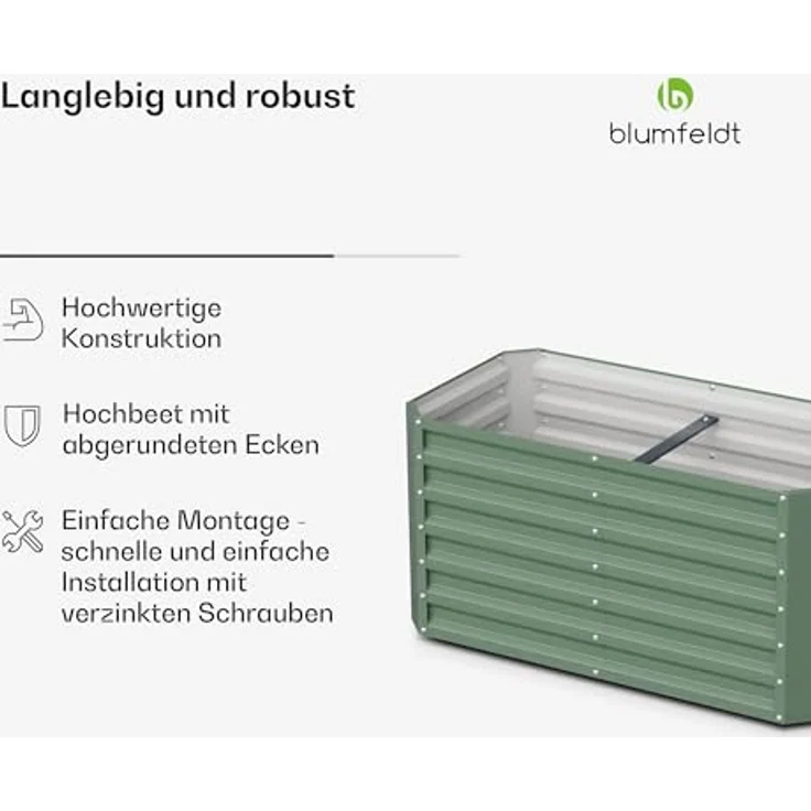 blumfeldt Hochbeet High Grow Straight Hochbeet Metall 120x60x60cm, Pflanzkübel Outdoor Balkon außen groß Metall Garten, rost- und frostsicher, Volumen 575 Liter – Bild 6