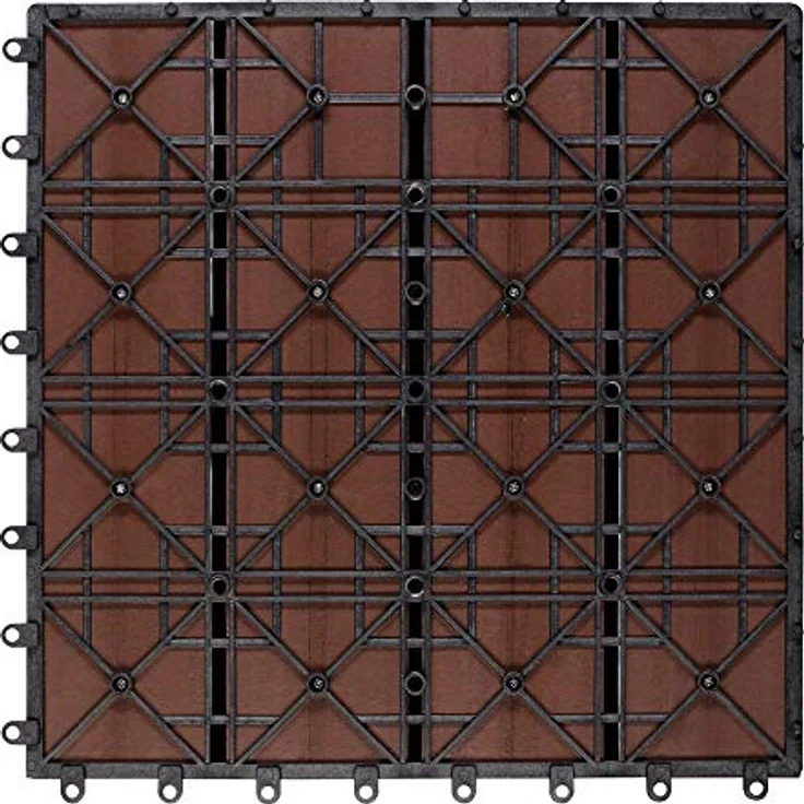 WPC Fliesen 1m²-4m² Terrassenfliesen Set Holzfliesen 30x30cm Balkon Pool Garten 22x Klassik terrakotta 4250525376678 – Bild 10