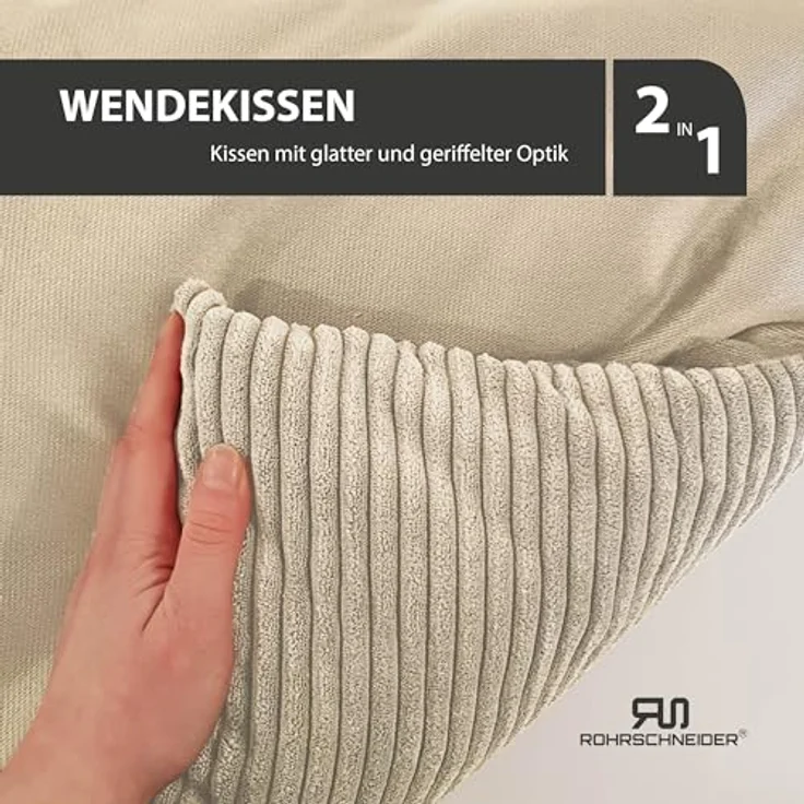 Rohrschneider Weiches Hundebett aus Cord, waschbarer Bezug, XXL Liegefläche, Wendekissen, Made in Germany – Bild 5