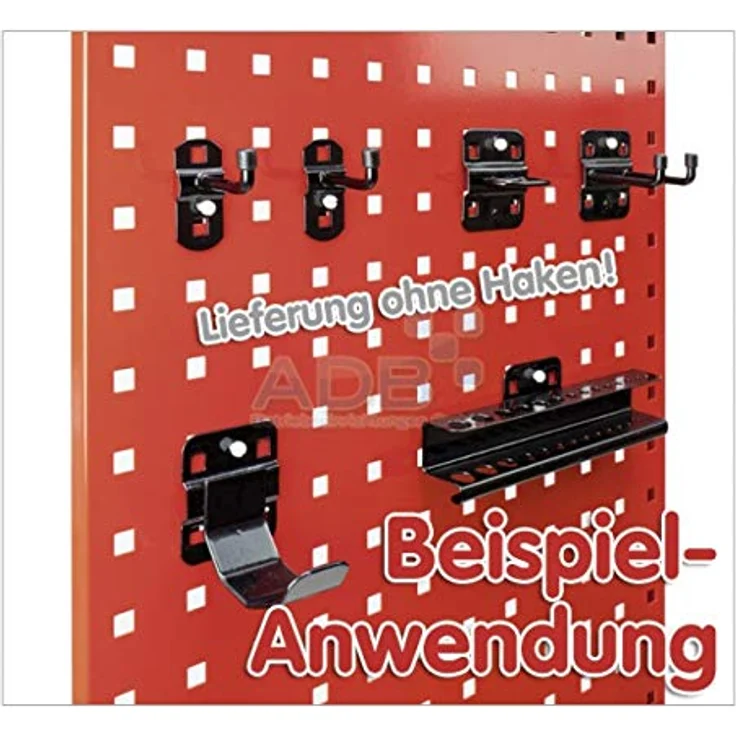 ADB Lochwand Werkstattwand Metall, 987x456 mm, Zubehör, Verkehrsrot (RAL 3020) – Bild 3