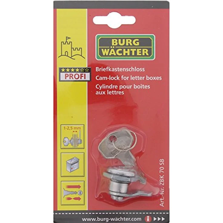 BURG-WÄCHTER ZBK, Zylinder für Briefkästen, Stahl, BK 70 SB, Silber – Bild 6