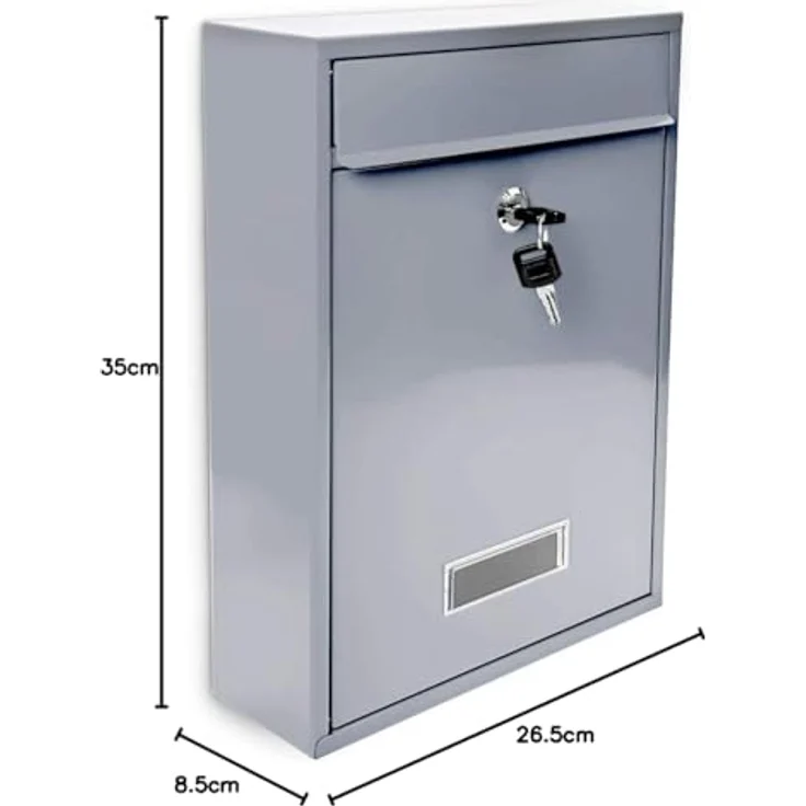 Design Briefkasten Metall Silber 26,5 x 35 x 8,5 cm – Bild 5