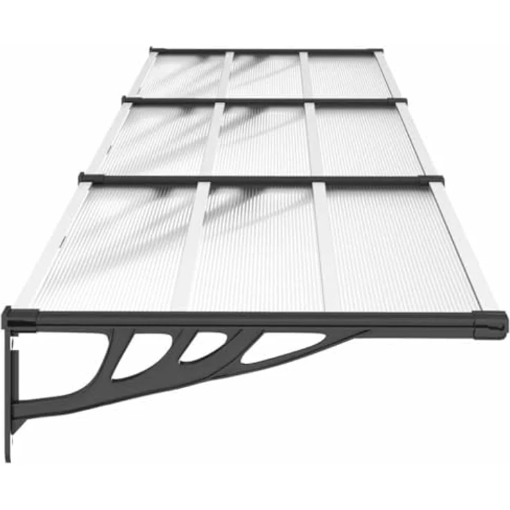 vidaXL Türvordach Schwarz und Transparent 358,5x90 cm Polycarbonat, wetterfest und langlebig – Bild 7