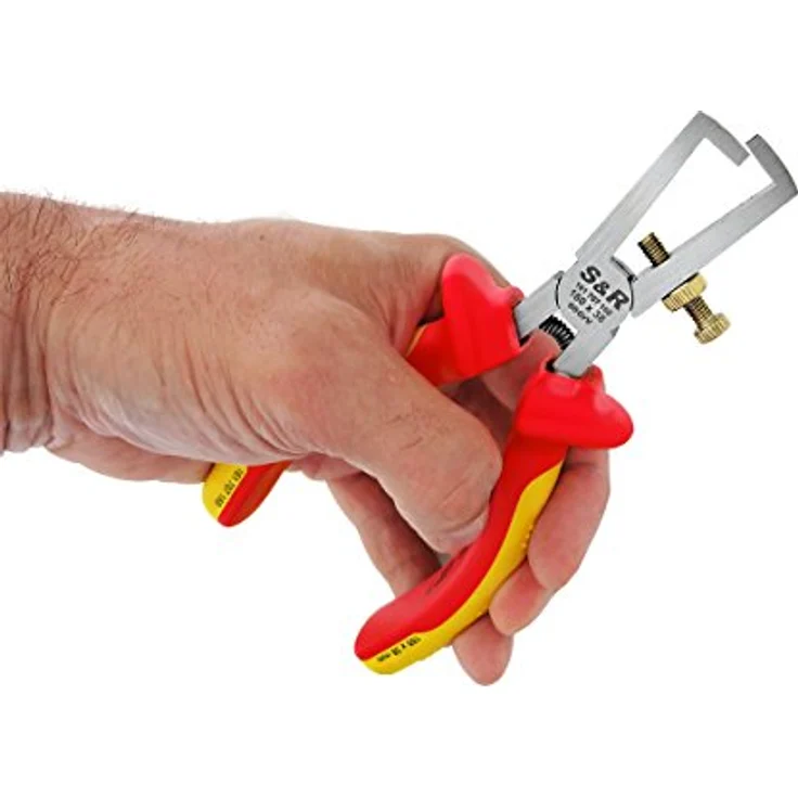 S&R Abisolierzange VDE 1000V, Profi Abisolierer aus 60CrV Stahl mit 2-Komponenten-Griffen, geeignet für Rundkabel bis Ø 5,0 mm – Bild 3