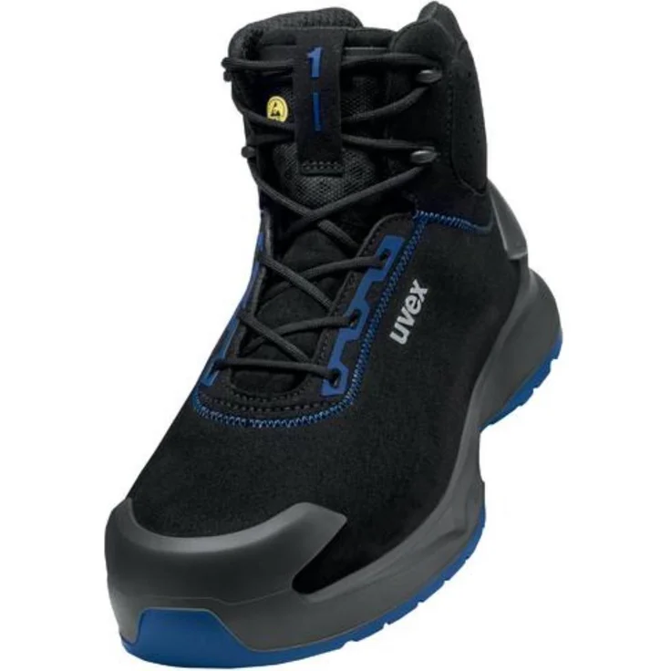Uvex 1 x-craft Sicherheitsschuh Stiefel S2, schwarz/blau, hohe Abriebfestigkeit und Atmungsaktivität, Größe 47