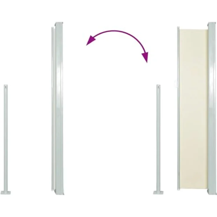 vidaXL Markise Ausziehbare Seitenmarkise 120×500 cm Creme, UV- und wasserbeständig – Bild 8