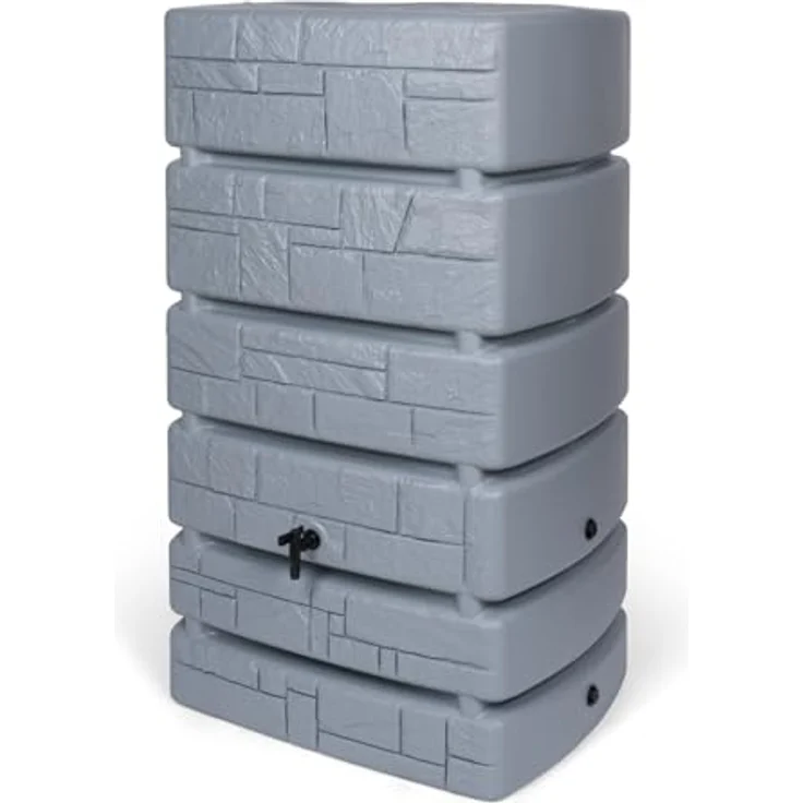 Kreher XXL Wassertonne Tower Stone in Grau, 500 Liter Nutzungsvolumen mit Wasserhahn und Füllautomat – Bild 1
