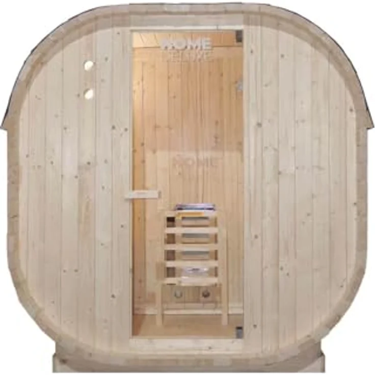 HOME DELUXE Sauna Outdoor Sauna CUBE M, 194 x 120 x 185 cm, 3,6 kW Saunaofen, Fichtenholz, Gartensauna – Bild 3