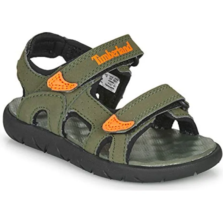 Timberland Kid's Perkins Row 2-Strap Sandal, Unisex, Sicherheitssandalen mit zwei Klettverschlüssen, Grün, (28)