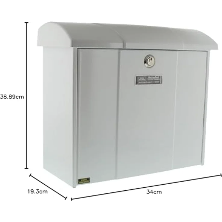 BURG-WÄCHTER Briefkasten mit aufklappbarem Regendach, A4 Einwurf-Format, EU Norm EN 13724, Verzinkter Stahl, Olymp 916 W, Weiß – Bild 6