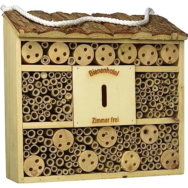 Dehner Natura Insektenhotel Andrena, ca. 29.5 x 9.5 x 28.5 cm, Kiefern-, Tannenholz/Bambus/Sperrholz, natur – Bild 1