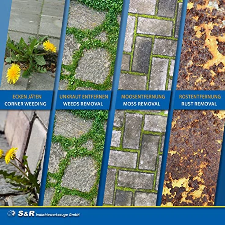 S&R Unkrautbürste 200 mm, 5-teiliges Set mit gezopftem Stahldraht, Kegelbürste für Motorsense zur effektiven Unkraut- und Moosentfernung – Bild 4