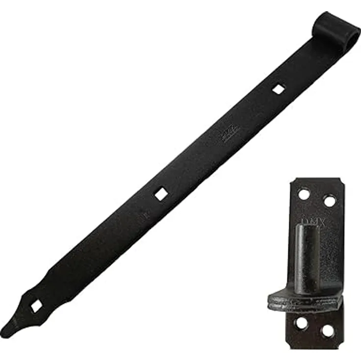 BooGardi Ladenband mit Kloben, feuerverzinkter Stahl, schwarz, 300 mm / 400 mm / 500 mm / 600 mm, rostfrei, abgerundete Spitze