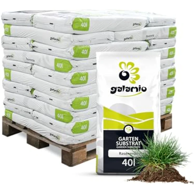 GALAMIO Rasenerde 1200l Palette, hochwertiges Kultursubstrat mit Sand & Langzeitdünger für Rasen Neuanlage, Pflege & Ausbesserung – Bild 1