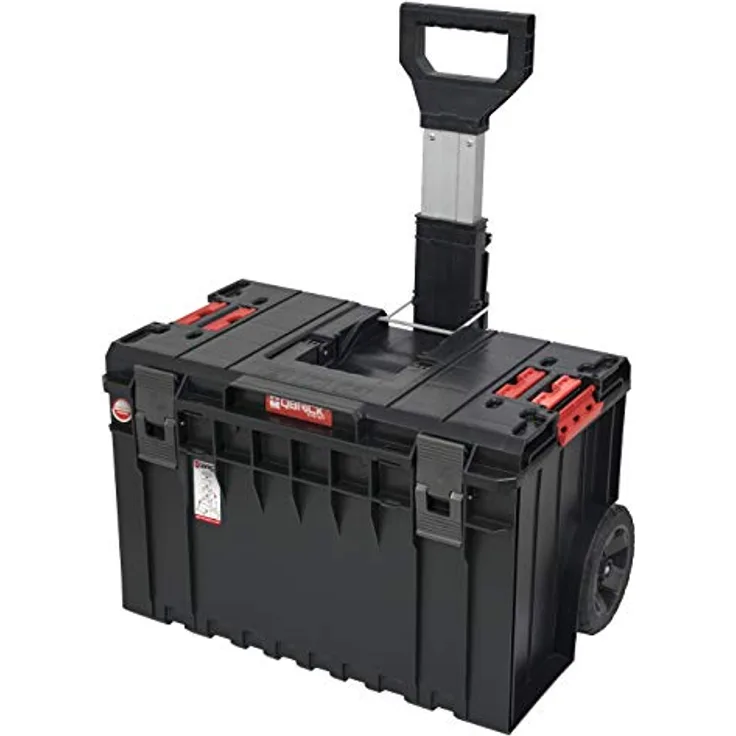 Qbrick Werkzeugkoffer System One, Mobiles Speichersystem mit Teleskopgriff und Gummirädern, 44 x 58,5 x 76,5 cm